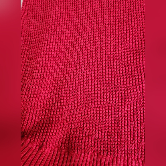 Ralph Lauren LAUREN Black label Womens Size LARGE Waffle Knit Red Cowl Neck Knit - Picture 7 of 13